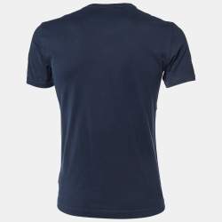 Pre Owned Dolce & Gabbana Navy Blue Cotton Royal Pet Patch Detail T-Shirt XS
