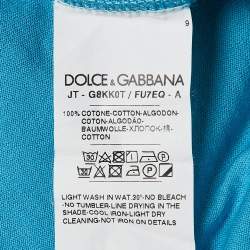 Dolce & Gabbana Blue Cotton V-Neck T-Shirt XS
