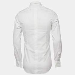 Pre Owned Dolce & Gabbana Gold White Striped Cotton Button Front Shirt S