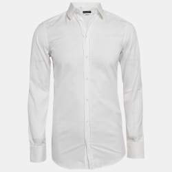 Pre Owned Dolce & Gabbana Gold White Striped Cotton Button Front Shirt S