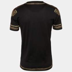 مملوكة مسبقًا Dolce & Gabbana Black Military Print Cotton Crew Neck T-Shirt S