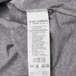 Pre Owned Dolce & Gabbana Grey Cotton Applique Detail T-Shirt M