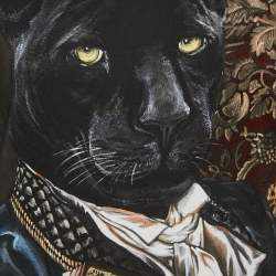 مملوكة مسبقًا Dolce & Gabbana Multicolor Royal Panther Print Cotton T-Shirt M