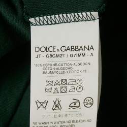 Pre Owned Dolce & Gabbana Green Cotton Applique Detail T-Shirt M