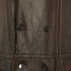 Pre Owned Dolce & Gabbana Brown Leather & Fur Lined Double Breasted Coat L