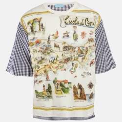 Pre Owned Dolce & Gabbana Capri Multicolor Printed Cotton and Gingham T-Shirt M