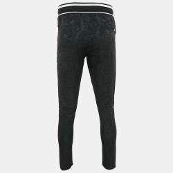 Pre Owned Dolce & Gabbana Black Jacquard Logo Embossed Pants XS