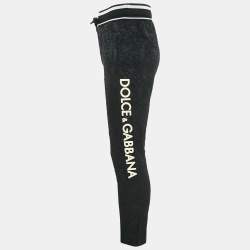 Pre Owned Dolce & Gabbana Black Jacquard Logo Embossed Pants XS