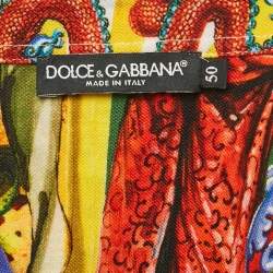 Pre Owned Dolce & Gabbana Multicolor Printed Cotton Polo T-Shirt L