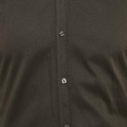 Pre Owned Dolce & Gabbana Gold Black Textured Cotton Shirt M