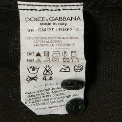 Pre Owned Dolce & Gabbana Gold Black Textured Cotton Shirt M