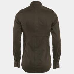 Pre Owned Dolce & Gabbana Gold Black Textured Cotton Shirt M