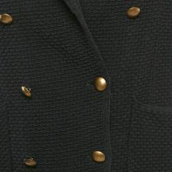 Pre Owned Dolce & Gabbana Black Textured Wool Double Breasted Jacket XL