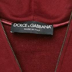 Pre Owned Dolce & Gabbana Burgundy Cotton Hooded Zip-Up Jacket L