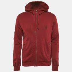 Pre Owned Dolce & Gabbana Burgundy Cotton Hooded Zip-Up Jacket L
