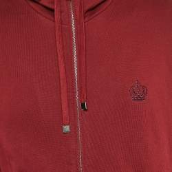 Pre Owned Dolce & Gabbana Burgundy Cotton Hooded Zip-Up Jacket L