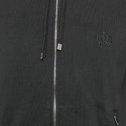 Dolce & Gabbana Black Cotton Knit Hooded Zip-Up Jacket M