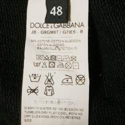 Dolce & Gabbana Black Cotton Knit Hooded Zip-Up Jacket M