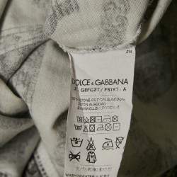 Pre Owned Dolce & Gabbana White Printed Cotton Knit Henley T-Shirt XXL