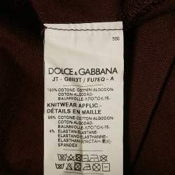 Pre Owned Dolce & Gabbana Burgundy Logo Print Cotton Knit Crew Neck T-Shirt XXL