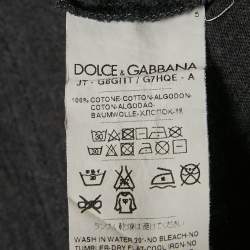Pre Owned Dolce & Gabbana Dark Grey Cotton Knit Henley T-Shirt XXL