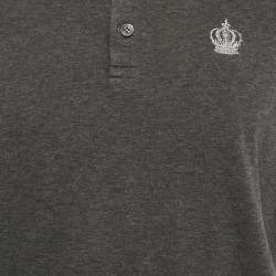 Pre Owned Dolce & Gabbana Dark Grey Cotton Knit Henley T-Shirt XXL