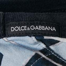 Pre Owned Dolce & Gabbana Blue Gio Ponti Print Cotton Jersey T-Shirt XL 