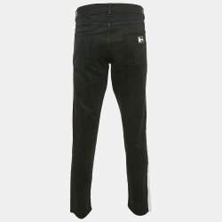 Pre Owned Dolce & Gabbana Black Side Stripe Denim Ripped Skinny Jeans Waist 38"