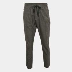 Pre Owned Dolce & Gabbana Grey Wool Blend Drawstring Trousers XL