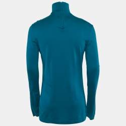 Dolce & Gabbana Blue Cotton Slim Fit High Neck Pullover XXL