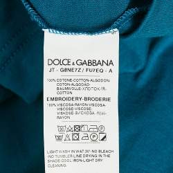 Dolce & Gabbana Blue Cotton Slim Fit High Neck Pullover XXL