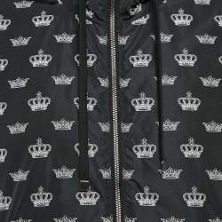 Dolce & Gabbana Black Crown Print Synthetic Zip-Up Jacket L