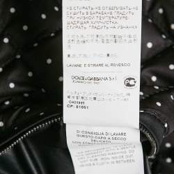 Dolce & Gabbana Black Crown Print Synthetic Zip-Up Jacket L
