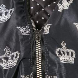 Dolce & Gabbana Black Crown Print Synthetic Zip-Up Jacket L