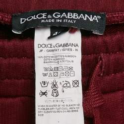 Pre Owned Dolce & Gabbana Burgundy Cotton Knit Joggers S