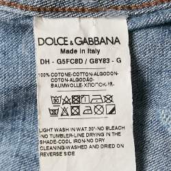Pre Owned Dolce & Gabbana Blue Distressed Denim Button Front Shirt XL