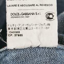 Pre Owned Dolce & Gabbana Blue Distressed Denim Button Front Shirt XL