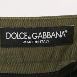 Dolce & Gabbana Green Gabardine Logo Embossed Trim Detail Pants XL
