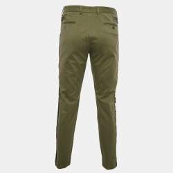 Dolce & Gabbana Green Gabardine Logo Embossed Trim Detail Pants XL