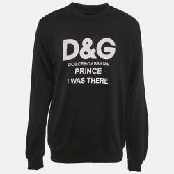 Pre Owned Dolce & Gabbana Black Logo Print Cotton Knit Crew Neck Sweatshirt XL