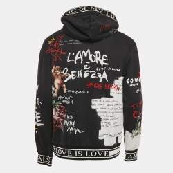 Pre Owned Dolce & Gabbana Black Angel Print Cotton Hoodie XXL