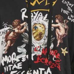 Pre Owned Dolce & Gabbana Black Angel Print Cotton Hoodie XXL