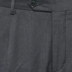 Pre Owned Dolce & Gabbana Black Pinstripe Crepe Formal Trousers XL