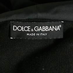 Pre Owned Dolce & Gabbana Black Crown Flocking Cotton Knit Hoodie L