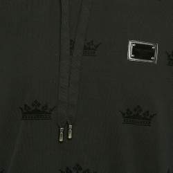 Pre Owned Dolce & Gabbana Black Crown Flocking Cotton Knit Hoodie L
