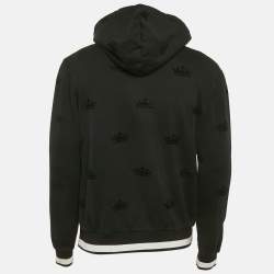 Pre Owned Dolce & Gabbana Black Crown Flocking Cotton Knit Hoodie L