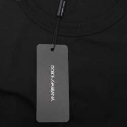 Pre Owned Dolce & Gabbana Black Cotton Cross-Stitch Patch T-Shirt S