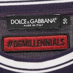 Pre Owned Dolce & Gabbana Purple Logo Print Cotton Crew Neck T-Shirt L
