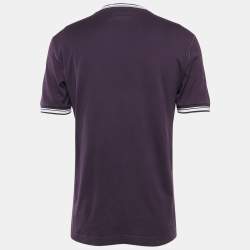 Pre Owned Dolce & Gabbana Purple Logo Print Cotton Crew Neck T-Shirt L