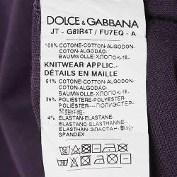Pre Owned Dolce & Gabbana Purple Logo Print Cotton Crew Neck T-Shirt L